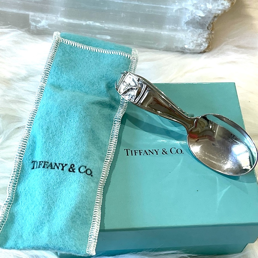 TIFFANY & Co BABY SPOON Mother Goose loop STERLING SILVER with box + pouch - Picture 15 of 15